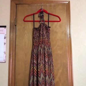 Multicolored Maxi Dress with beaded collar